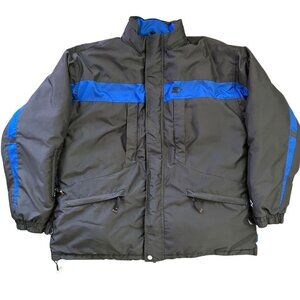 VTG 90s Starter Men's Down Puffer Jacket Coat Blue & Black Size Large - No Hood